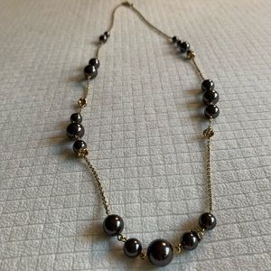 J.Crew gunmetal spheres long necklace